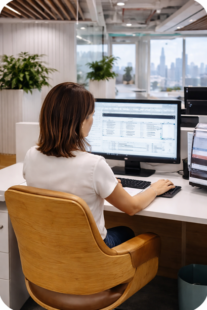 chica trabajando westburry office2